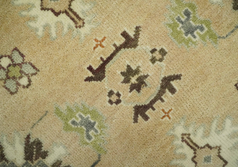 8x10 Camel, Ivory and Gray Hand knotted Oriental Oushak wool area rug