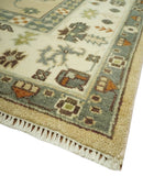 8x10 Camel, Ivory and Gray Hand knotted Oriental Oushak wool area rug