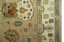 8x10 Camel, Ivory and Gray Hand knotted Oriental Oushak wool area rug
