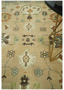 8x10 Camel, Ivory and Gray Hand knotted Oriental Oushak wool area rug