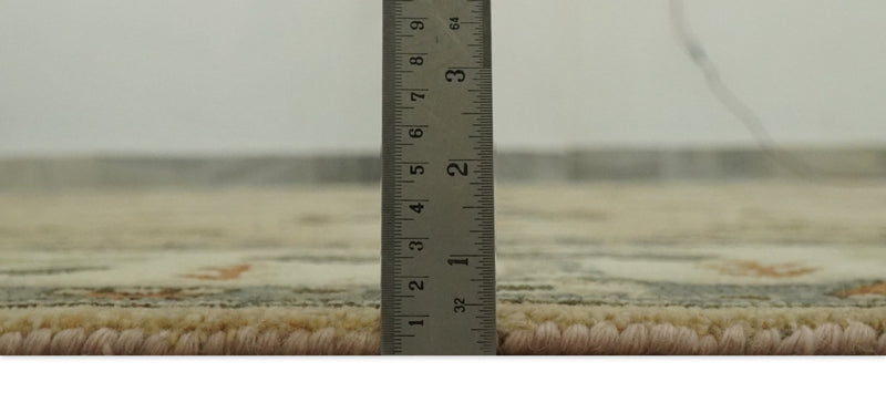 8x10 Camel, Ivory and Gray Hand knotted Oriental Oushak wool area rug