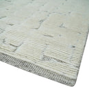 8x10 carved pattern Beige and Gray hand knotted wool rug by The Rug Decor
