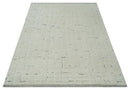 8x10 carved pattern Beige and Gray hand knotted wool rug by The Rug Decor