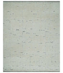 8x10 carved pattern Beige and Gray hand knotted wool rug by The Rug Decor