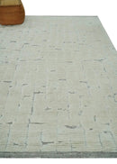 8x10 carved pattern Beige and Gray hand knotted wool rug by The Rug Decor