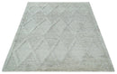 8x10 carved Texture Silver and Charcoal Geometrical hand knotted wool Area rug by The Rug Decor