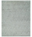 8x10 carved Texture Silver and Charcoal Geometrical hand knotted wool Area rug by The Rug Decor