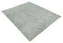 8x10 carved Texture Silver and Charcoal Geometrical hand knotted wool Area rug by The Rug Decor