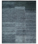 8x10 Charcoal and Silver Blended Hand knotted Bamboo Silk Area Rug by The Rug Decor