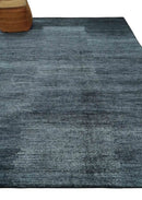 8x10 Charcoal and Silver Blended Hand knotted Bamboo Silk Area Rug by The Rug Decor