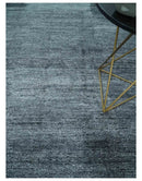 8x10 Charcoal and Silver Blended Hand knotted Bamboo Silk Area Rug by The Rug Decor
