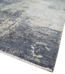 8x10 Charcoal, Beige and Gray Modern Abstract Distressed Finish High Low texture Hand Knotted Rug