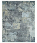 8x10 Charcoal, Beige and Gray Modern Abstract Distressed Finish High Low texture Hand Knotted Rug