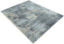 8x10 Charcoal, Beige and Gray Modern Abstract Distressed Finish High Low texture Hand Knotted Rug