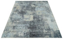 8x10 Charcoal, Beige and Gray Modern Abstract Distressed Finish High Low texture Hand Knotted Rug