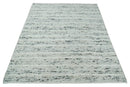 8x10 Contemporary Loop and Cut texture Hand knotted Ivory and Charcoal wool Area Rug by The Rug Decor