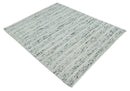 8x10 Contemporary Loop and Cut texture Hand knotted Ivory and Charcoal wool Area Rug by The Rug Decor