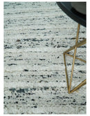 8x10 Contemporary Loop and Cut texture Hand knotted Ivory and Charcoal wool Area Rug by The Rug Decor
