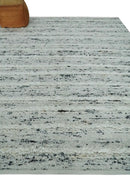 8x10 Contemporary Loop and Cut texture Hand knotted Ivory and Charcoal wool Area Rug by The Rug Decor