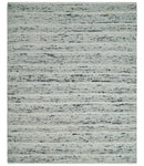 8x10 Contemporary Loop and Cut texture Hand knotted Ivory and Charcoal wool Area Rug by The Rug Decor