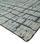 8x10 Contemporary Stripes pattern Beige, Silver and Charcoal Hand knotted wool Area Rug by The Rug Decor