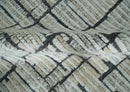 8x10 Contemporary Stripes pattern Beige, Silver and Charcoal Hand knotted wool Area Rug by The Rug Decor