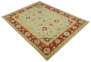 Beige and Rust Traditional Vintage Hand Knotted Wool Area Rug 8x10 Persian