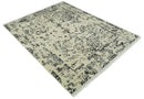 Beige and Black Hand-Knotted Traditional Persian Wool Rug 8x10