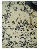 8x10 Fine Hand Knotted Beige and Black Traditional Vintage Persian Antique Wool Rug | AGR35