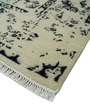 Beige and Black Hand-Knotted Traditional Persian Wool Rug 8x10