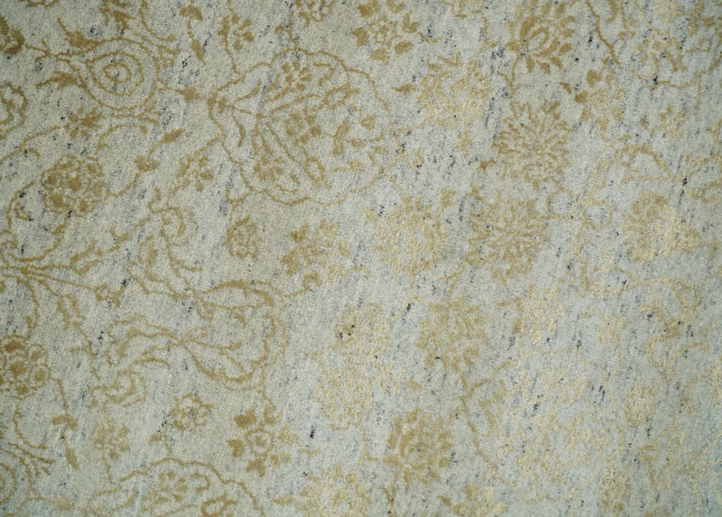 8x10 Fine Hand Knotted Beige and Gold Traditional Vintage Persian Style Antique Silk Rug | AGR21