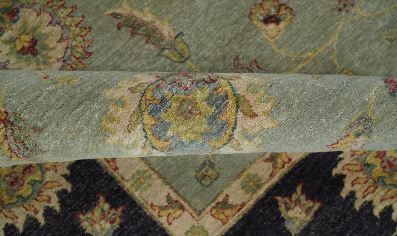 8x10 Fine Hand Knotted Silver and Black Muted Antique Traditional Vintage Persian Wool Rug | AGR45