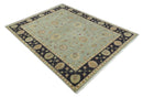 Persian Hand Knotted Wool Area Rug 8x10 - Silver Black Vintage