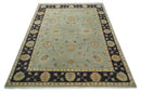 Persian Hand Knotted Wool Area Rug 8x10 - Silver Black Vintage