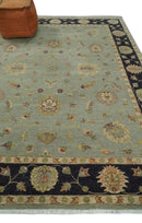 Persian Hand Knotted Wool Area Rug 8x10 - Silver Black Vintage