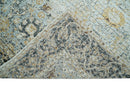 Blue and Gold Hand-Knotted Area Rug 8x10 - Wool Bamboo Silk Turkish Abstract Mosaic