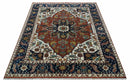 8x10 Fine Hand Knotted Blue, Brown and Ivory Traditional wool Area Rug