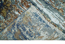 Hand Knotted Wool and Bamboo Silk Area Rug 8x10 Brown Blue Modern Abstract