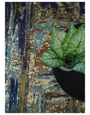8x10 Fine Hand Knotted Brown Multicolor Modern Abstract Wool and Bamboo Silk Area Rug | AGR19