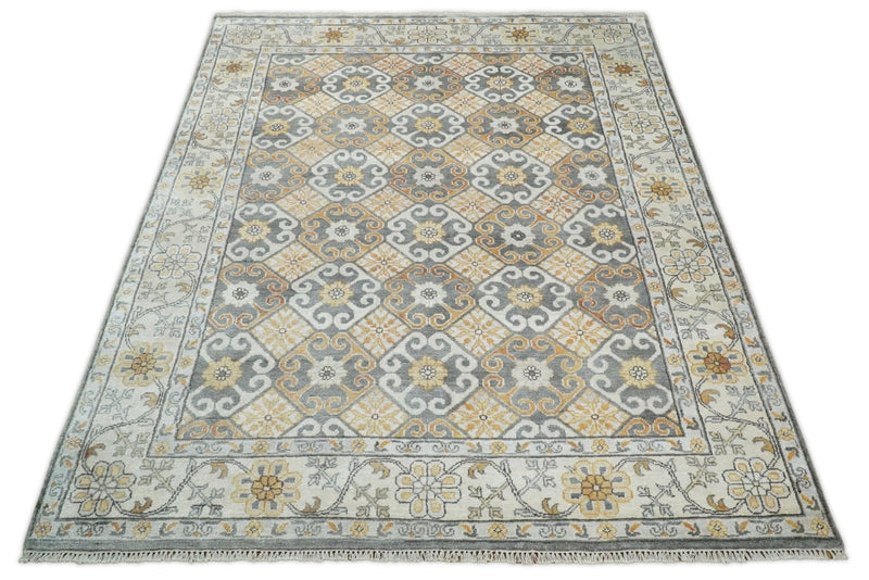 8x10 Fine Hand Knotted Camel and Beige Traditional Vintage Persian Style Antique Silk Rug | TRDCP536810