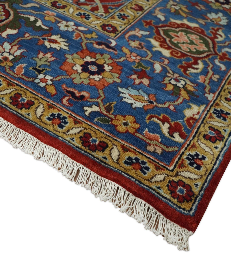 8x10 Fine Hand Knotted Rust and Blue Traditional Vintage Antique Persian Wool Rug | TRDCP851810