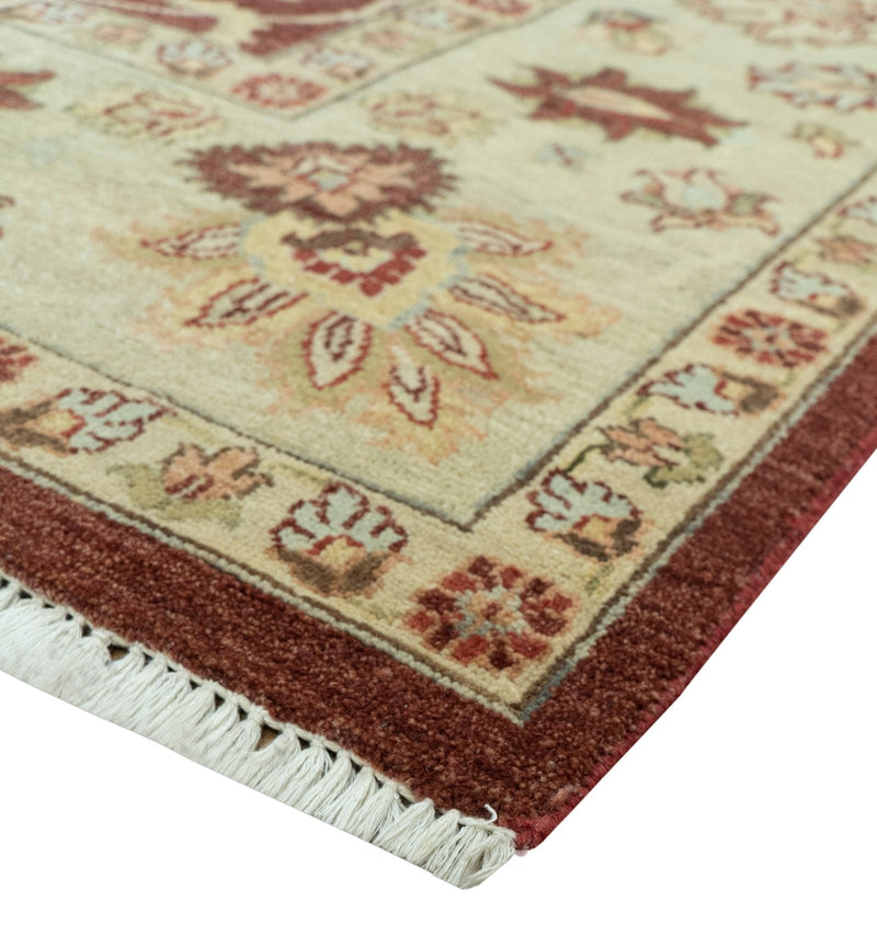 8X10 Fine Hand Knotted Rust And Gold Traditional Design Wool Rug