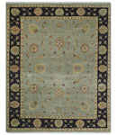 Persian Hand Knotted Wool Area Rug 8x10 - Silver Black Vintage