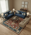 8x10 Floral Brown, Blue and Beige Hand Knotted Oriental Oushak wool Rug
