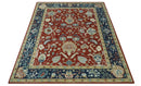 8x10 Floral Brown, Blue and Beige Hand Knotted Oriental Oushak wool Rug