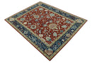 8x10 Floral Brown, Blue and Beige Hand Knotted Oriental Oushak wool Rug