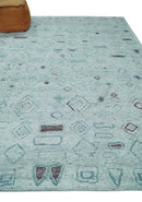 8x10 Gray and Silver Geometrical Pattern Handmade Wool Area Rug by The Rug Decor