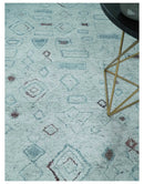 8x10 Gray and Silver Geometrical Pattern Handmade Wool Area Rug by The Rug Decor