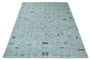 8x10 Gray and Silver Geometrical Pattern Handmade Wool Area Rug by The Rug Decor