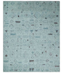 8x10 Gray and Silver Geometrical Pattern Handmade Wool Area Rug by The Rug Decor